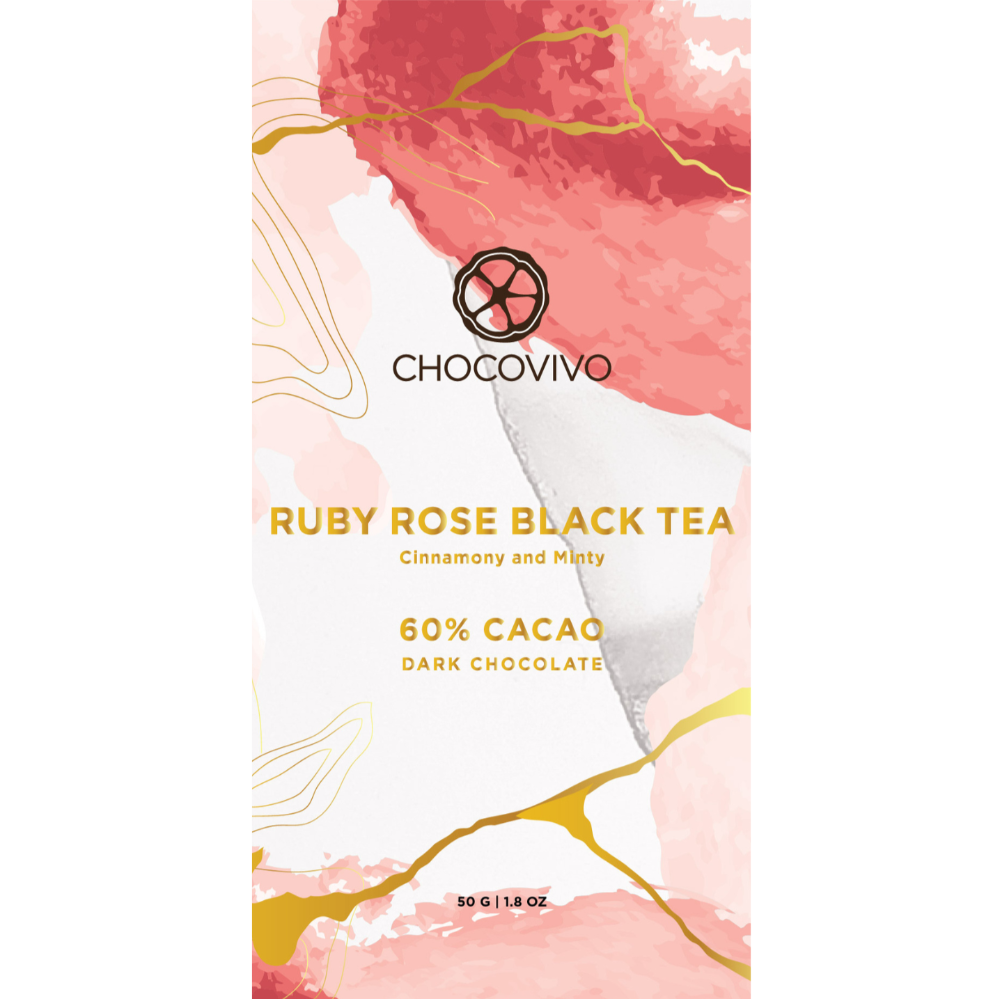 Red Ruby Rose Tea Dark Chocolate Bar - 60% Cacao