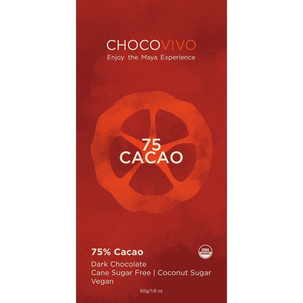 75% Cacao Dark Chocolate Bar with Coconut Sugar - ChocoVivo