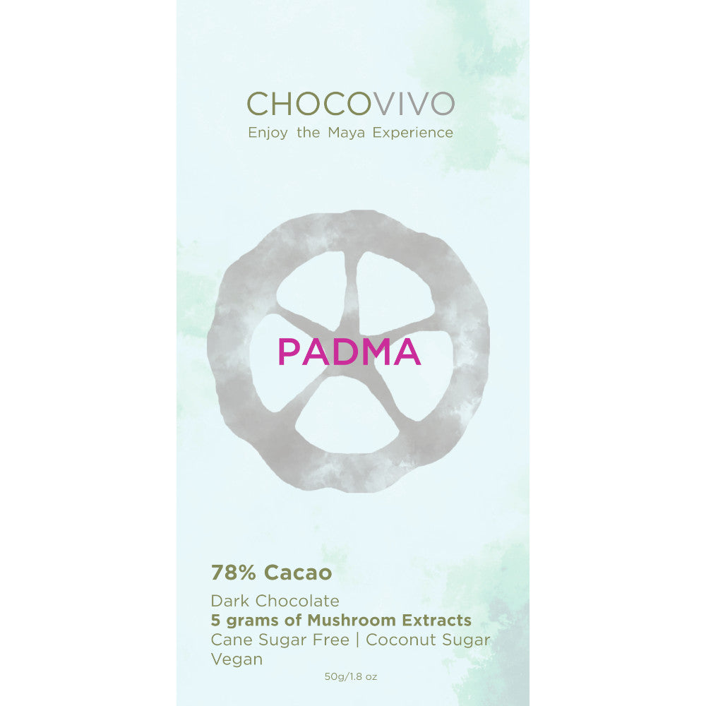 Padma Mushroom Dark Chocolate Bar - Reishi, Ashwagandha, Lions Mane, Chaga