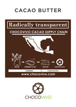 Back of bag of organic Cacao Butter from our fair trade cacao grower