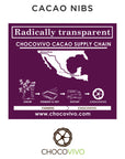 Back of bag of organic Cacao Nibs from our fair trade cacao grower